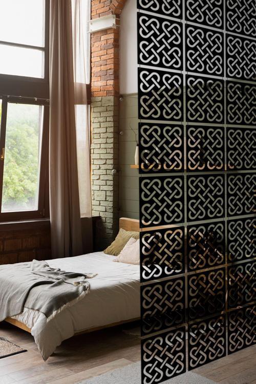 12 Parça Oda Bölücü Seperatör Mdf Paneller - Model 4 (Siyah)