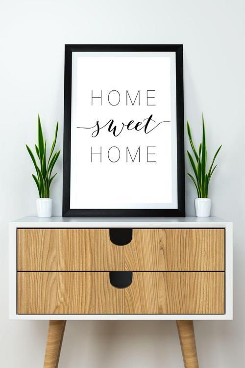 Tek Parça Çerçeve Görünümlü Yazılı Mdf Tablo "Home Sweet Home"