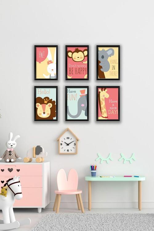 6 Parça Çerçeve Görünümlü Mdf Tablo Seti