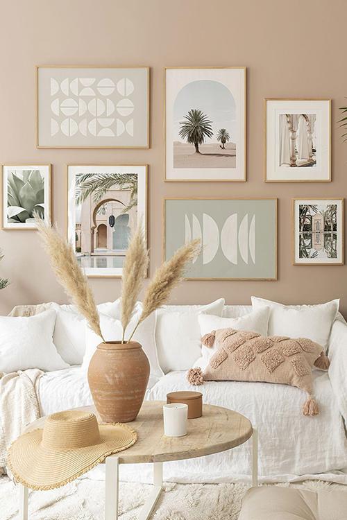 7 Parça Ahşap Çerçeve Görünümlü Mdf Tablo Seti