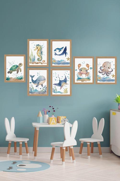 7 Parça Çerçeve Görünümlü Mdf Tablo Seti