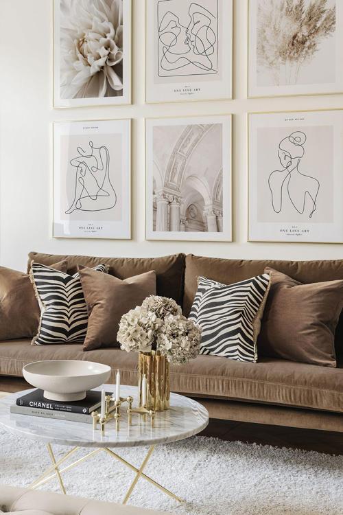 6 Parça Ahşap Çerçeve Görünümlü Mdf Tablo Seti