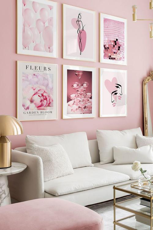 6 Parça Ahşap Çerçeve Görünümlü Mdf Tablo Seti