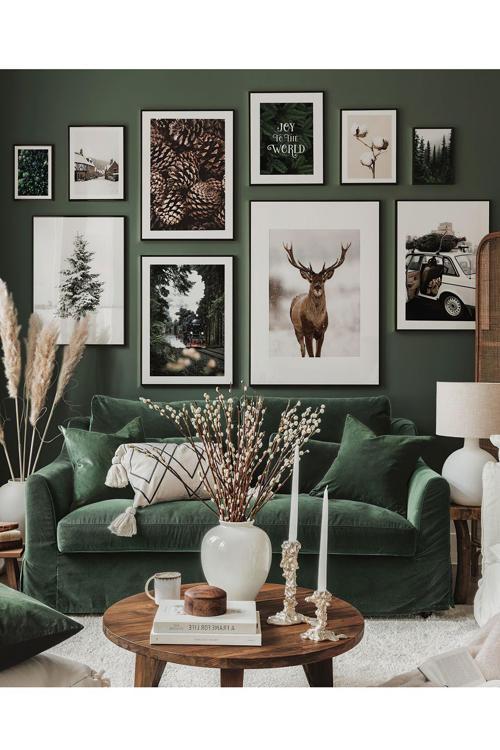 10 Parça Ahşap Çerçeve Görünümlü Mdf Tablo Seti