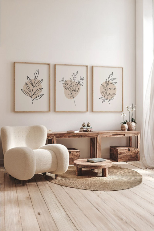 Gerçek Ahşap Çerçeveli 3 Parça 3D Poster Tablo Seti