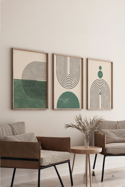 Gerçek Ahşap Çerçeveli 3 Parça 3D Poster Tablo Seti