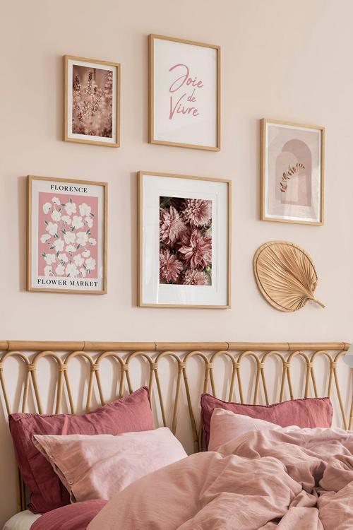 5 Parça Ahşap Çerçeve Görünümlü Mdf Tablo Seti