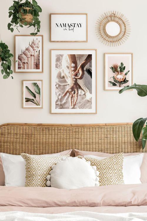 5 Parça Ahşap Çerçeve Görünümlü Mdf Tablo Seti