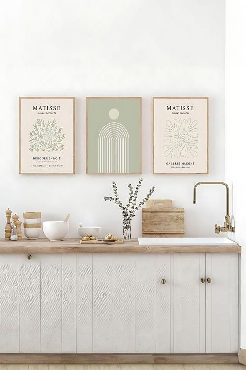 3 Parça Çerçeve Görünümlü Mdf Tablo Seti