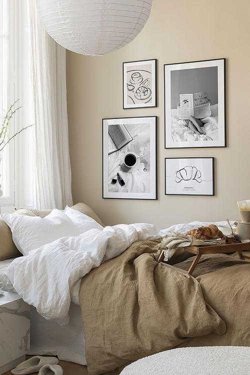 4 Parça Ahşap Çerçeve Görünümlü Mdf Tablo Seti