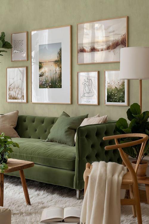 6 Parça Ahşap Çerçeve Görünümlü Mdf Tablo Seti