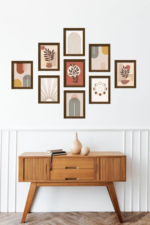 9 Parça Çerçeve Görünümlü Mdf Tablo Seti