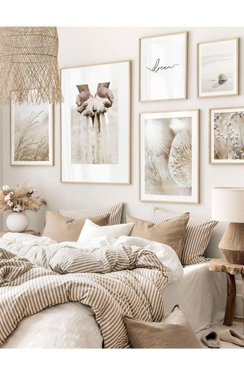 6 Parça Ahşap Çerçeve Görünümlü Mdf Tablo Seti
