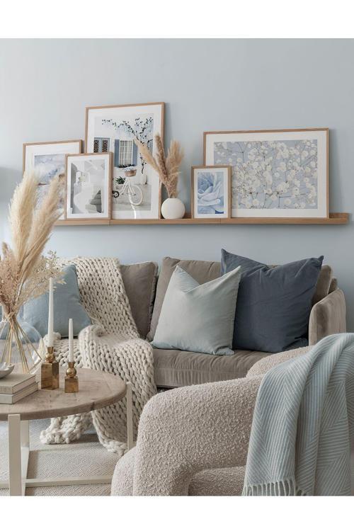 5 Parça Ahşap Çerçeve Görünümlü Mdf Tablo Seti