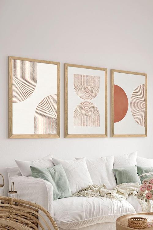 3 Parça Ahşap Çerçeve Görünümlü Mdf Poster Tablo Seti - Set 20