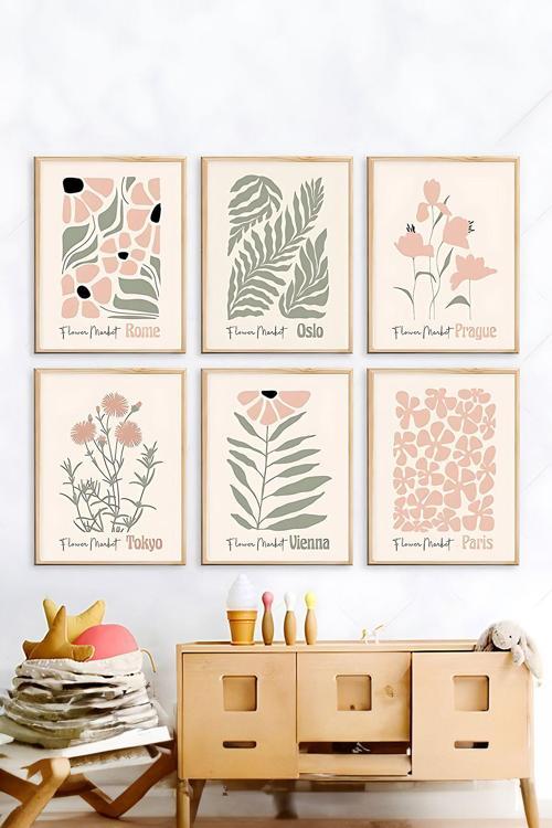 6 Parça Çerçeve Görünümlü Mdf Tablo Seti