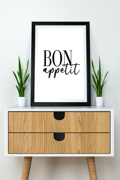 Tek Parça 33X48 Cm Çerçeve Görünümlü Yazılı Mdf Tablo "Bon Appetit"