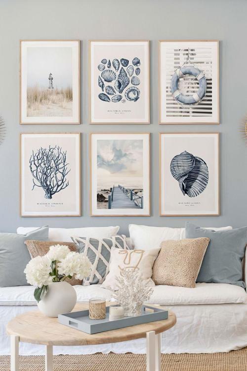 6 Parça Ahşap Çerçeve Görünümlü Mdf Tablo Seti