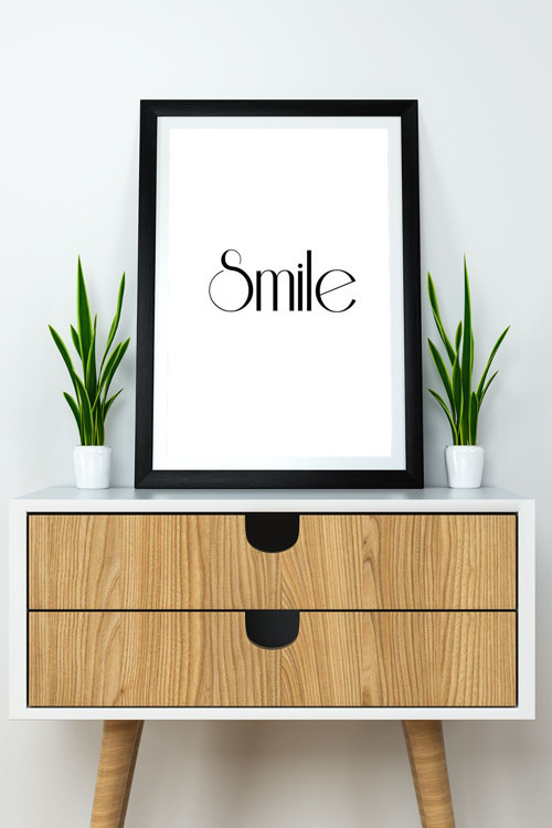 Tek Parça Çerçeve Görünümlü Yazılı Mdf Tablo "Smile"