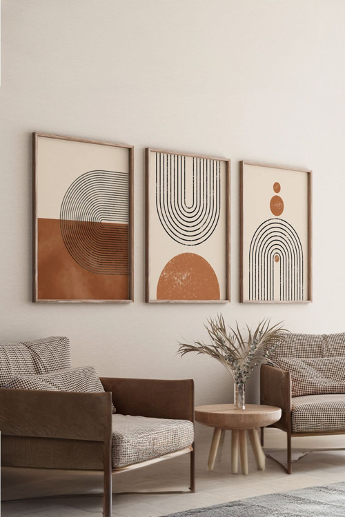 Gerçek Ahşap Çerçeveli 3 Parça 3D Poster Tablo Seti