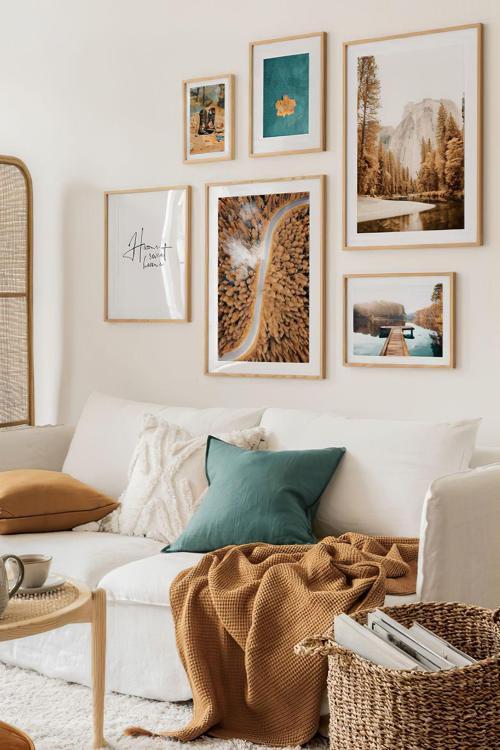 6 Parça Ahşap Çerçeve Görünümlü Mdf Tablo Seti