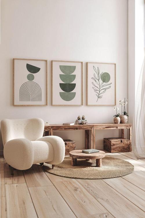 Gerçek Ahşap Çerçeveli 3 Parça 3D Poster Tablo Seti