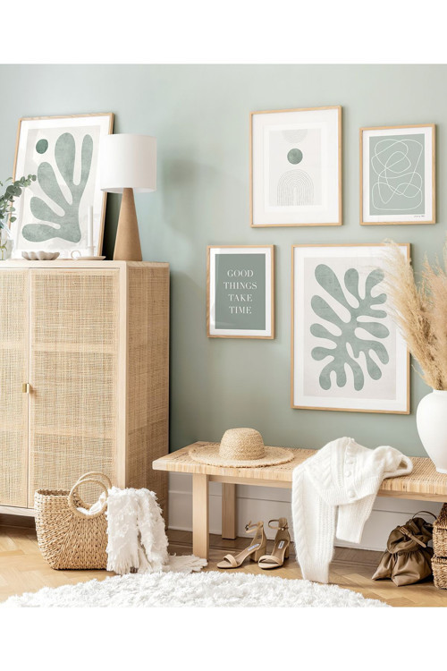 5 Parça Ahşap Çerçeve Görünümlü Mdf Tablo Seti