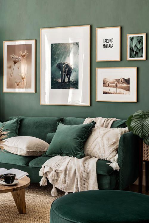 5 Parça Ahşap Çerçeve Görünümlü Mdf Tablo Seti