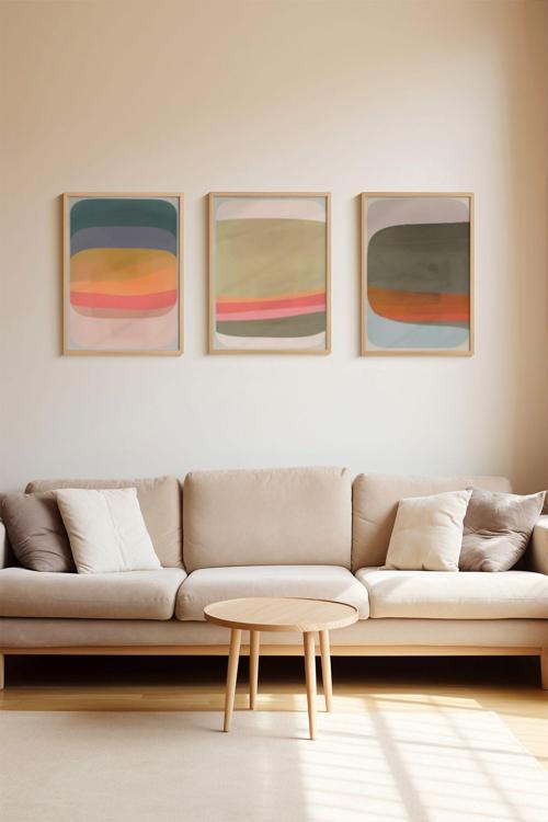 Gerçek Ahşap Çerçeveli 3 Parça 3D Poster Tablo Seti - Ersy3Set1