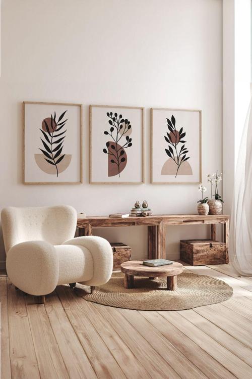 Gerçek Ahşap Çerçeveli 3 Parça 3D Poster Tablo Seti