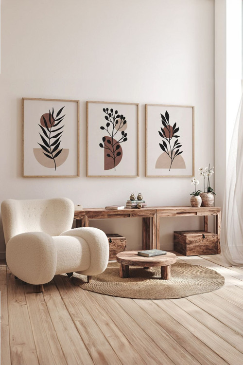 Gerçek Ahşap Çerçeveli 3 Parça 3D Poster Tablo Seti