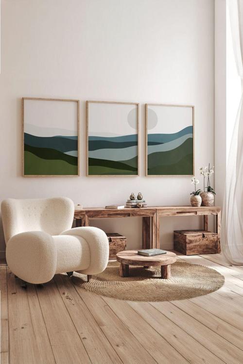 Gerçek Ahşap Çerçeveli 3 Parça 3D Poster Tablo Seti