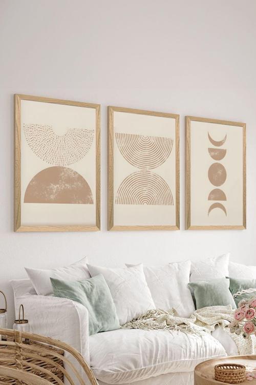 3 Parça Ahşap Çerçeve Görünümlü Mdf Poster Tablo Seti - Set 28