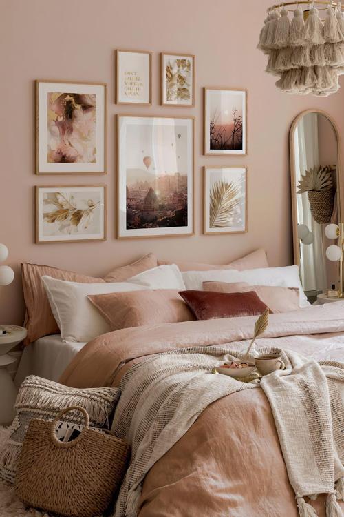 7 Parça Ahşap Çerçeve Görünümlü Mdf Tablo Seti