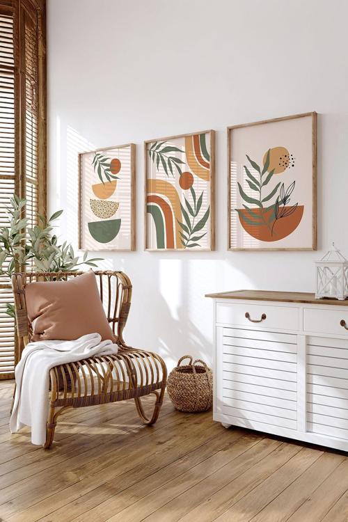 Gerçek Ahşap Çerçeveli 3 Parça 3D Poster Tablo Seti - Ersy3Set23