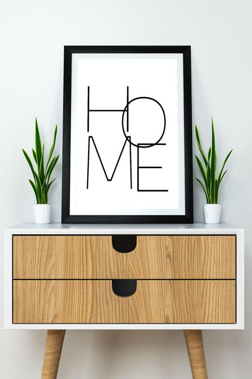 Tek Parça Çerçeve Görünümlü Yazılı Mdf Tablo "Home"