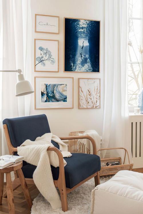 5 Parça Ahşap Çerçeve Görünümlü Mdf Tablo Seti