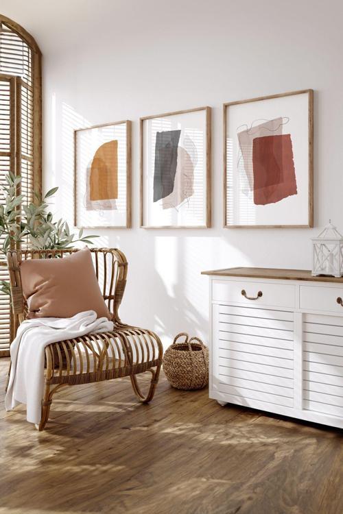 3 Parça Çerçeve Görünümlü Mdf Tablo Seti