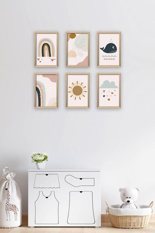 6 Parça Çerçeve Görünümlü Mdf Tablo Seti