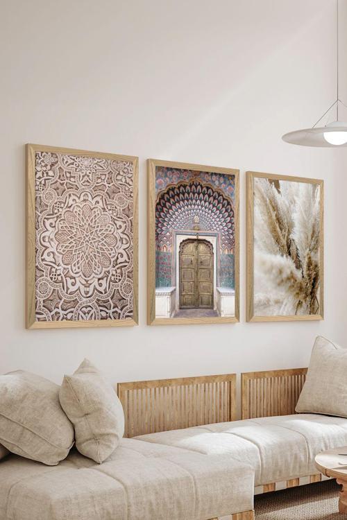 3 Parça Ahşap Çerçeve Görünümlü Mdf Tablo Seti - Ersycrvsz3Set7