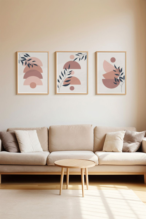 Gerçek Ahşap Çerçeveli 3 Parça 3D Poster Tablo Seti