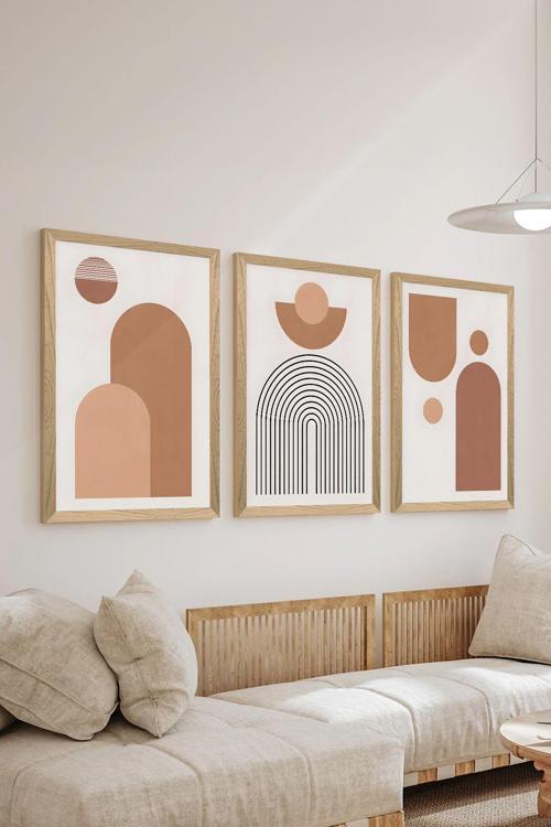 3 Parça Ahşap Çerçeve Görünümlü Mdf Poster Tablo Seti - Set 47