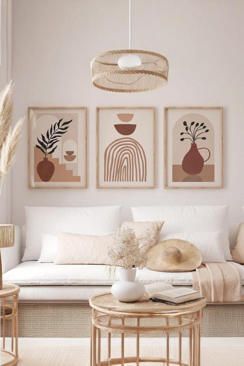 Gerçek Ahşap Çerçeveli 3 Parça 3D Poster Tablo Seti
