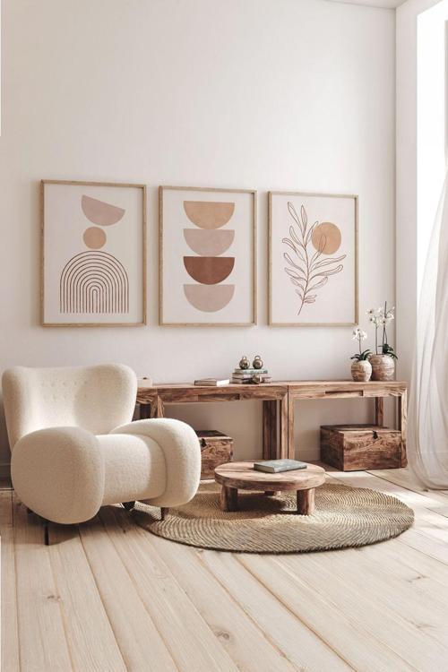 Gerçek Ahşap Çerçeveli 3 Parça 3D Poster Tablo Seti