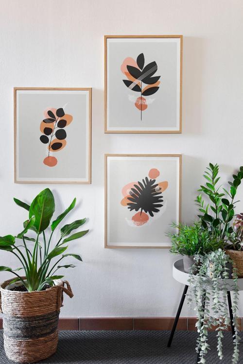 Gerçek Ahşap Çerçeveli 3 Parça 3D Poster Tablo Seti
