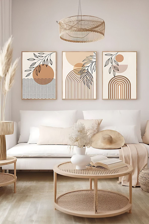 Gerçek Ahşap Çerçeveli 3 Parça 3D Poster Tablo Seti