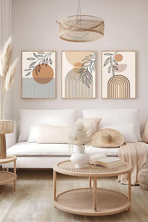 Gerçek Ahşap Çerçeveli 3 Parça 3D Poster Tablo Seti