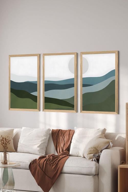 3 Parça Ahşap Çerçeve Görünümlü Mdf Poster Tablo Seti - Set 81
