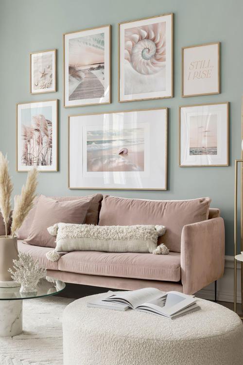 7 Parça Ahşap Çerçeve Görünümlü Mdf Tablo Seti