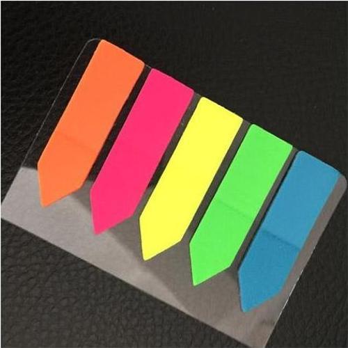 5 Renkli Plastik Ayraç, indeks, Seperatör, PVC, (Ok Uçlu), 100 adet